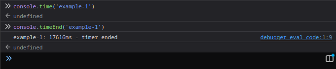 console.time() output