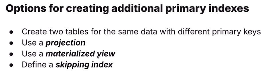 Additional primary keys